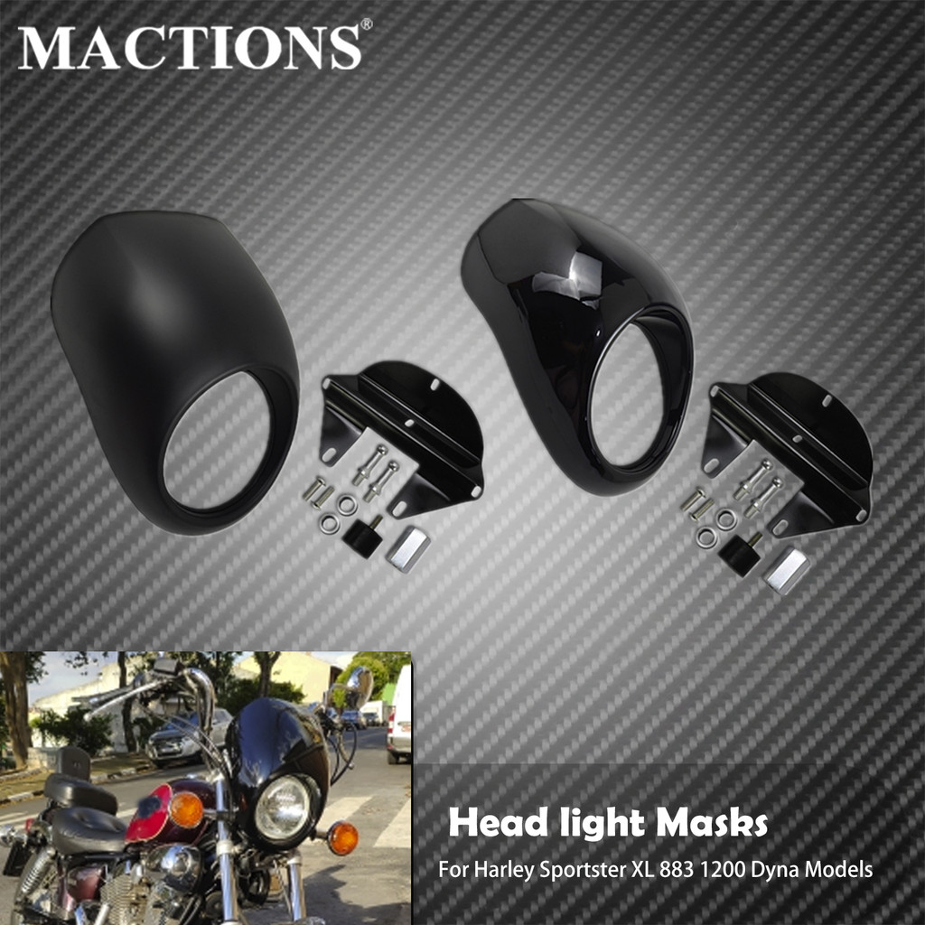 YMotorcycle Head light Mask Headlight Fairing Front Cowl Fork Mount Kits For Harley Sportster XL 883