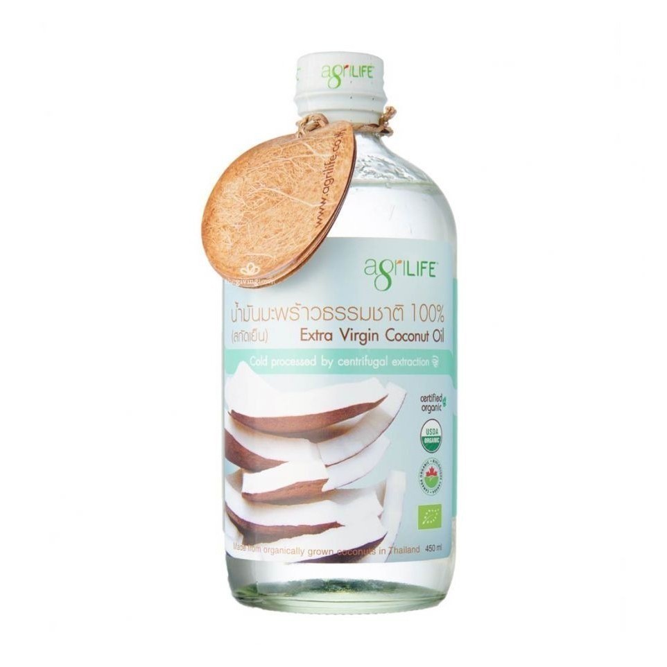 ลดเพิ่ม 30% 🔥  Agrilife อะกรีไลฟ์ น้ำมะพร้าวธรรมชาติสกัดเย็น Coconut Oil Extra virginL 450 ml.