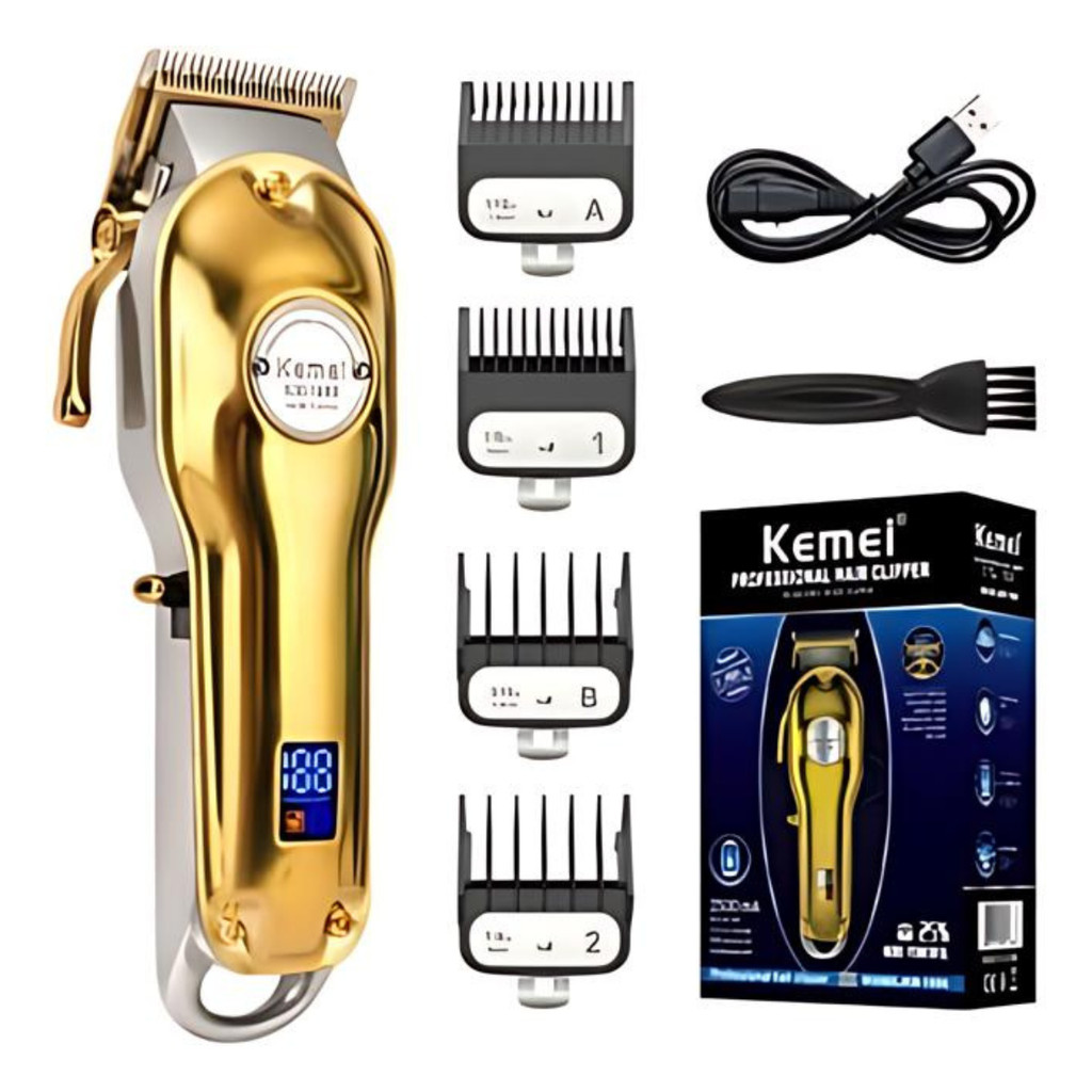 KEMEI-เตารีดไฟฟ้าไร้สายสีทองดั้งเดิมสําหรับผู้ชายและผู้หญิง KM-1986 มืออาชีพ
