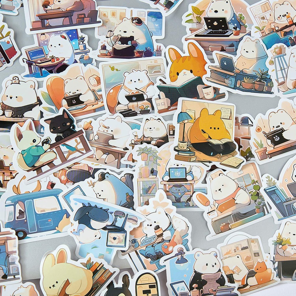 Journamm 50 ชิ้น/แพ็คสติกเกอร์สัตว์น่ารักชีวิตสนใจ DIY Scrapbooking Collage เครื่องเขียนตกแต่ง Junk Journal สติกเกอร์
