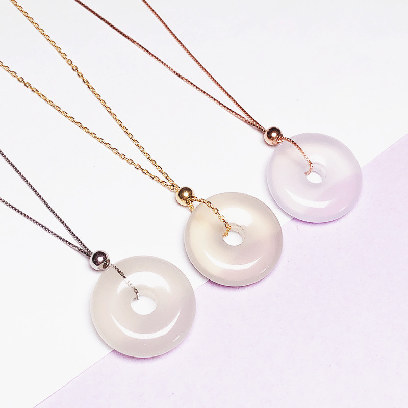 S925 เงินสเตอร์ลิง | สร้อยคอตําแหน่งโซ่เข็มกล่องยาวโซ่ข้ามสวมใส่ความปลอดภัยลูกปัดหินปรับโซ่กระดูกไหป