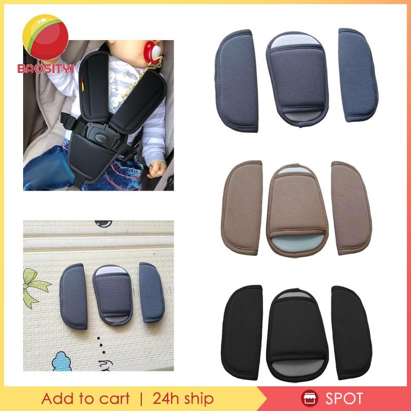 [Baosity1] ปลอกหุ้มสายเข็มขัดนิรภัย แบบนิ่ม สําหรับเด็กทารก 3 ชิ้น