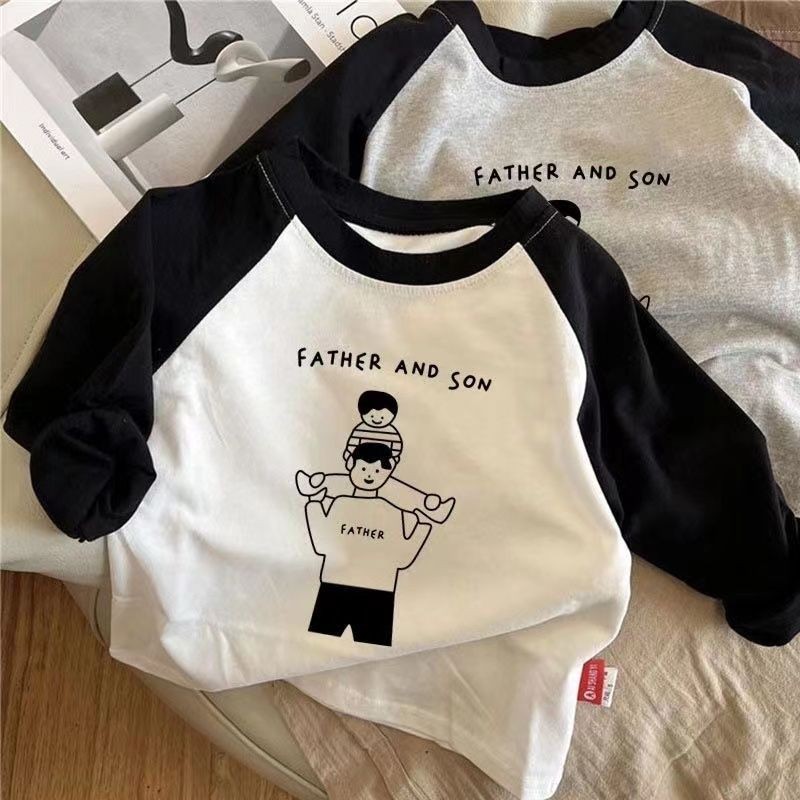 ผ้าฝ้ายแท้เด็กแขนยาวเสื้อยืดชายหญิงเกาหลีรุ่นฤดูใบไม้ร่วง จุดต่ําสุด เสื้อเด็กทารกฤดูใบไม้ผลิฤดูใบไม้ร่วงสไตล์เกาหลีด้านบนเย็บ