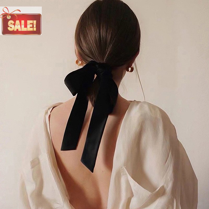 Bl แฟชั่นกํามะหยี่สีดําโบว์ผมริบบิ้น Scrunchie สําหรับผู้หญิงสาวผมยืดหยุ่น Tie A