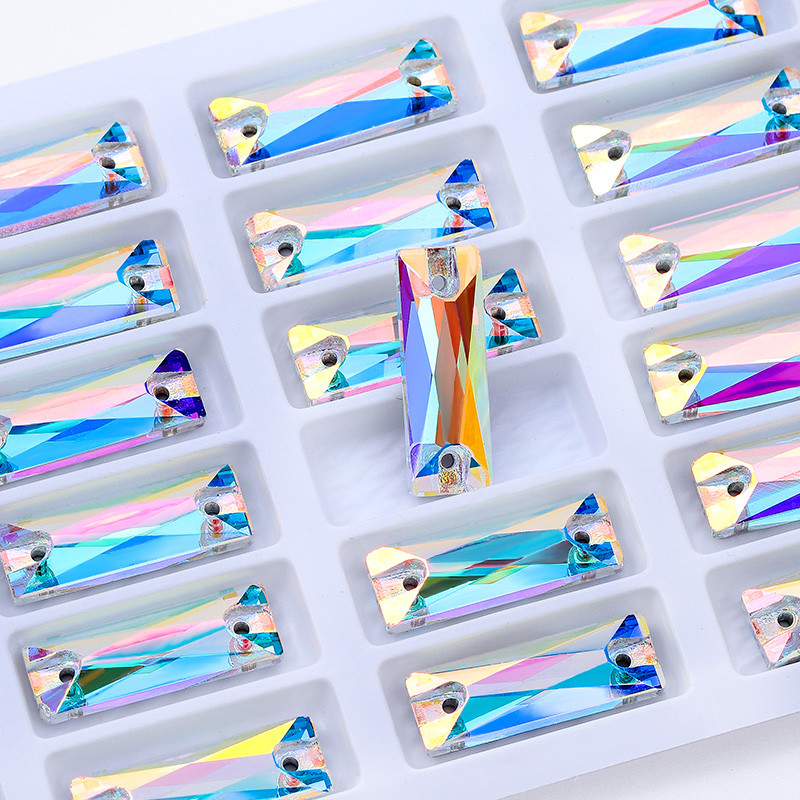 คริสตัลหรูหรา 5A แก้ว Rhinestone เย็บหินสี่เหลี่ยมผืนผ้า Flatback Strass เย็บบน Rhinestone สําหรับเสื้อผ้า ราคา ถูกที่สุด ดีลบีเคเค แกลเลอรีภาพที่ 2