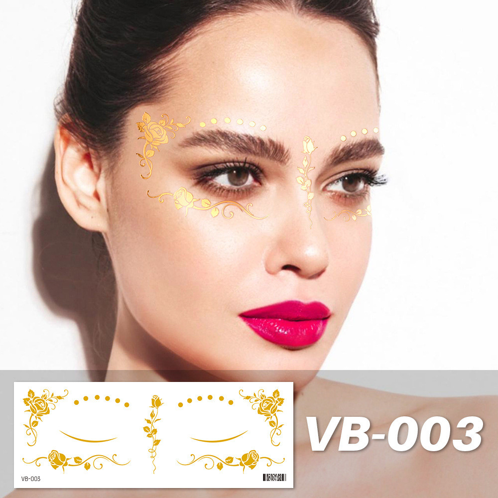 รอยสักใบหน้า,ทองดาวผีเสื้อดอกไม้ปลอมใบหน้าสักชั่วคราวโลหะสําหรับผู้หญิงสาวรอยสักใบหน้าชั่วคราวสําหรับงานปาร์ตี้แต่งหน้าเทศกาลอุป - รูปที่ 5