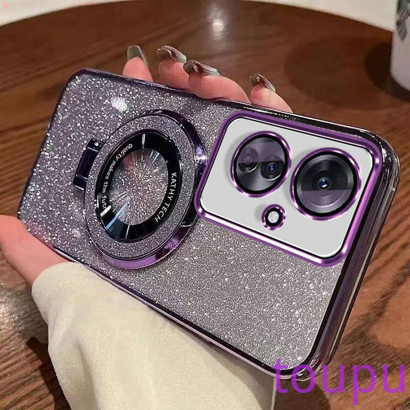 หรูหราelectroplated Glitterเคสโทรศัพท์Oppo Reno11F 5G Reno11 5G Reno 11 Pro 5G Reno 8T 8 8Z 5G Reno 7 8 tecive Shellใสกันกระแทกพร้อมวงเล็บ