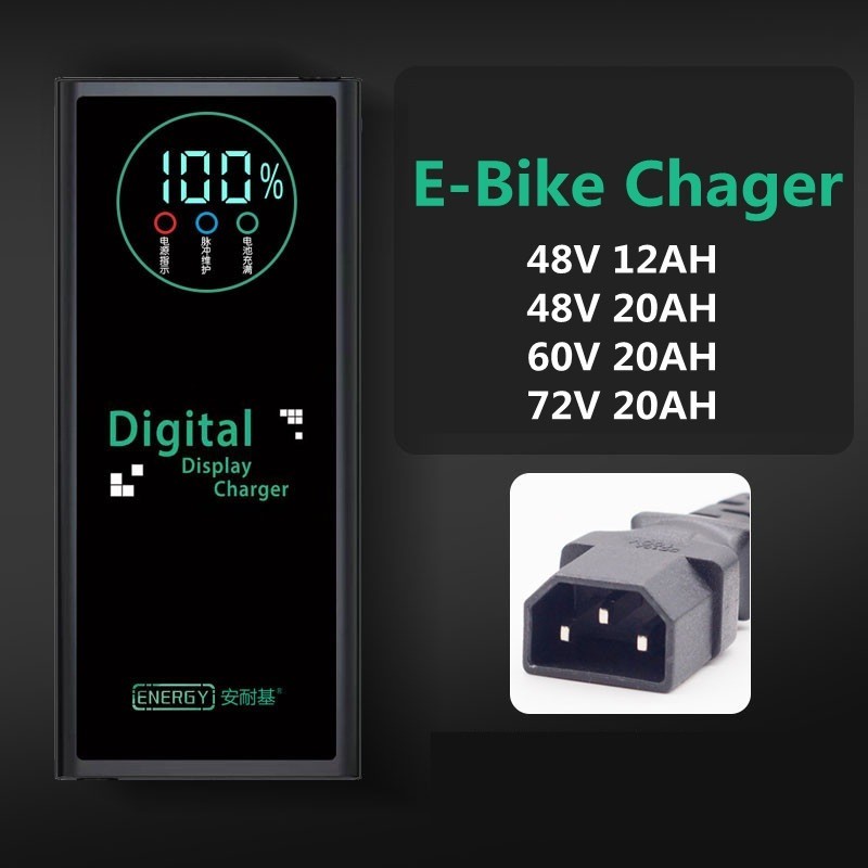 48v 12AH / 48V 20AH / 60V 20AH / 72V 20AH อัตโนมัติปิดจอแสดงผลดิจิตอล E Bike Ebike เครื่องชาร์จแบตเตอรี่ไฟฟ้าจักรยานสกู๊ตเตอร์รถสามล้อ ChargerLead Acid แบตเตอรี่ Charger