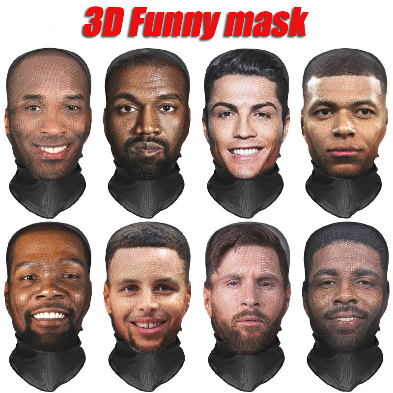 ที่น่าสนใจ 3D พิมพ์ไม่มีรอยต่อ Ronaldo Kanye หน้ากากหมวกคอสเพลย์พอกหน้า
