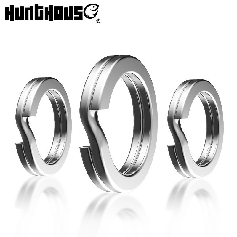 Hunthouse ตกปลาแยกแหวนหมุนสแตนเลสสตีล 30 ชิ้น/ถุงคุณภาพสูงเสริมสร้าง 5-10 มม.วงกลมคู่รอบ Snap