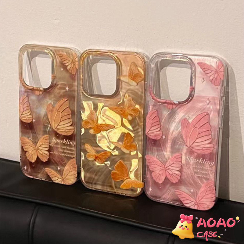 โรแมนติกแฟชั่นหวานฝันผีเสื้อนุ่ม เคสiPhone 16 11 13 15 12 14 Pro Max 16Plus 7Plus XR 16 7 14 8 15 Plus X XS Max SE 2022