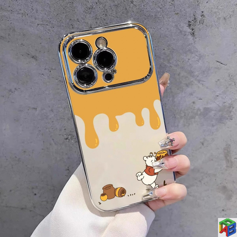 น้ําผึ้งวินนี่เดอะพูห์สําหรับ Apple 15/16promax เคสโทรศัพท์ iphone14plus 11/12/13Pro Max Xsmax Premium Electroplated รวมทุกอย่างเคสป้องกัน