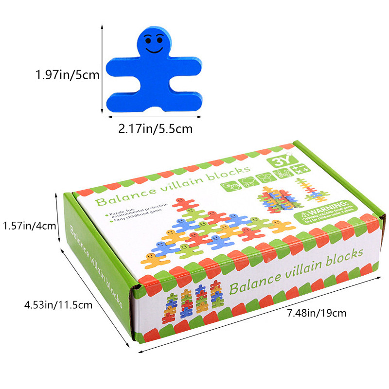 ไม้ Balance Villain Blocks ของเล่น Montessori สําหรับเด็กวัยหัดเดิน,การศึกษาซ้อนของเล่นสําหรับทักษะมอเตอร์ Fine-Sorting & Matching ราคา ถูกที่สุด ดีลบีเคเค แกลเลอรีภาพที่ 3