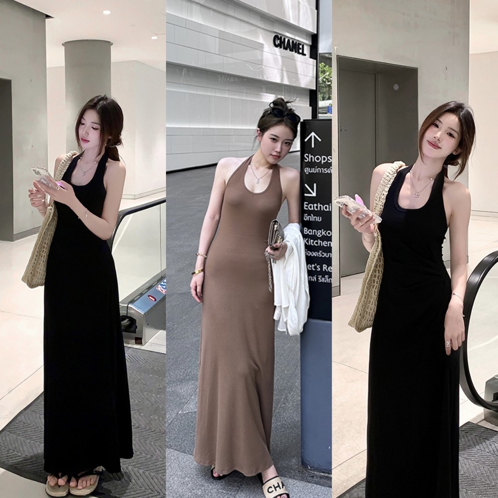 Beryl ชุดเดรสเปิดหลังเซ็กซี่อารมณ์แฟชั่นกระโปรงวันหยุดริมทะเลเก็บเอวกระโปรงใส่แล้วดูผอม
