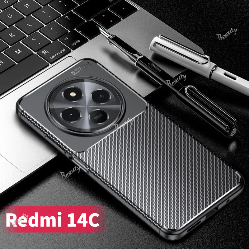 เปลือกสีดําสําหรับredmi 14C 2024 เคสโทรศัพท์หรูหราXiaomi Redmi 14C 14 C 1 4C C14 13 13C 4G 5G Redmi14C Redmi13C Redme14Cปลอกกันกระแทกป้องกันกล้องซิลิโคนอ่อนนุ่มปกหลัง