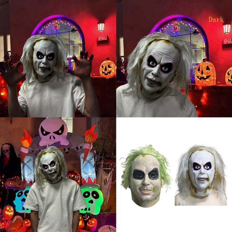 Dark ฮาโลวีนหัวล้านหมวกน่ากลัว Clown เครื่องแต่งกายอุปกรณ์เสริมสําหรับคอสเพลย์ Party