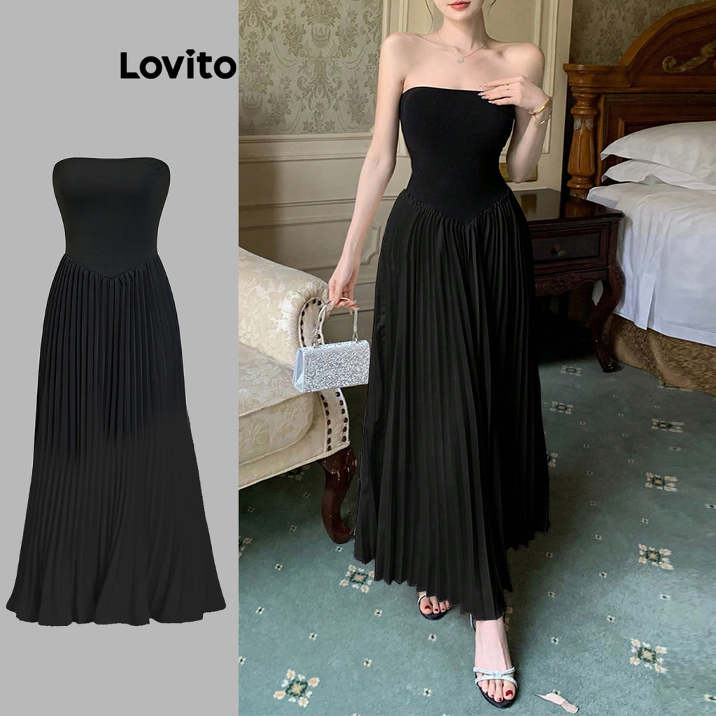 Lovito ชุดเดรสจีบแบบลำลองสำหรับผู้หญิง L104ED516