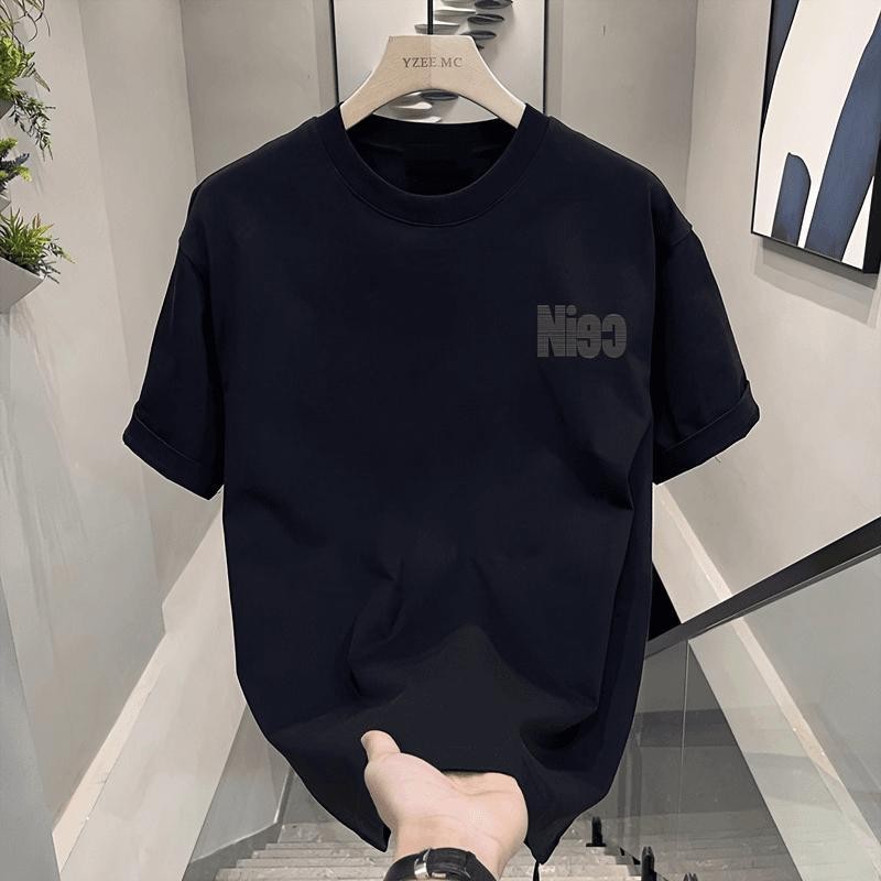 NIECG เสื้อยืดส่วนบุคคล วัสดุผ้าฝ้ายแท้ คอกลม สไตล์ลำลอง พิมพ์ลายตัวอักษรใหม่   [COD]