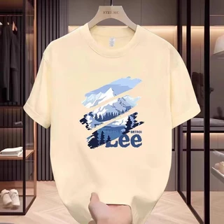 เสื้อยืดแขนสั้น คอกลม ผ้าฝ้ายแท้ พิมพ์ลาย สไตล์เกาหลี อินเทรนด์ ลำลอง สำหรับผู้ชาย ฤดูร้อน 2024 มาใหม่