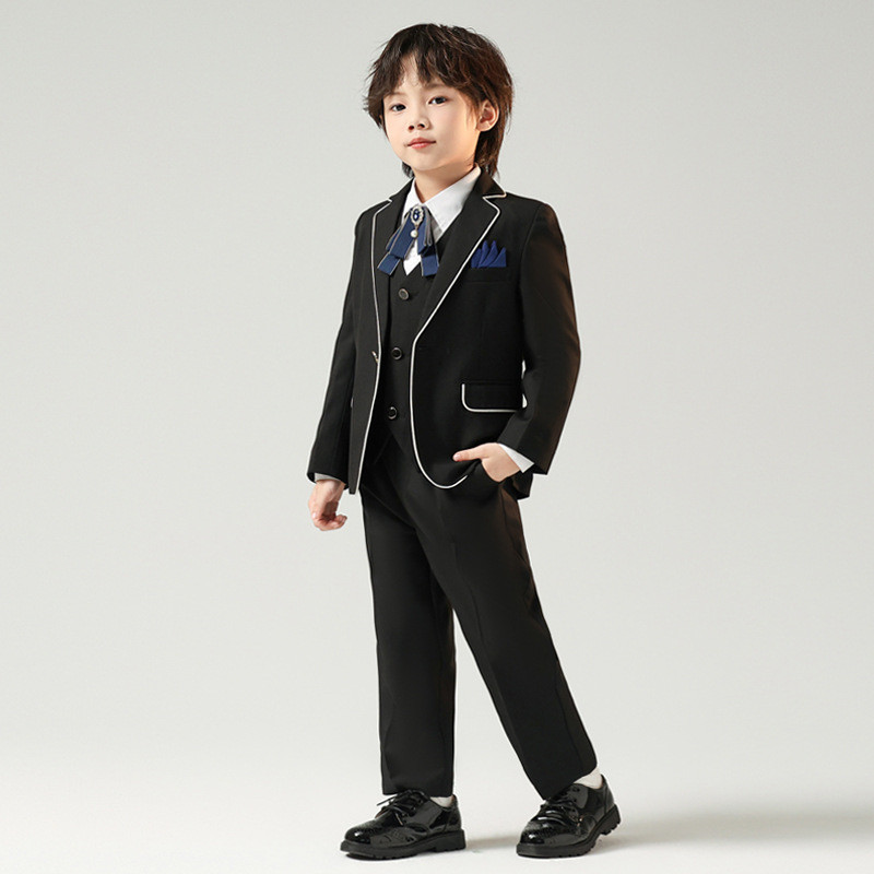 PiPi เสื้อแจ็กเก็ตสูททักซิโด้ กางเกง ประดับโบว์ เป็นทางการ สีขาว แดง ดํา สําหรับเด็กผู้ชาย ใส่ไปงานเลี้ยงวันเกิด งานแต่งงาน - รูปที่ 2