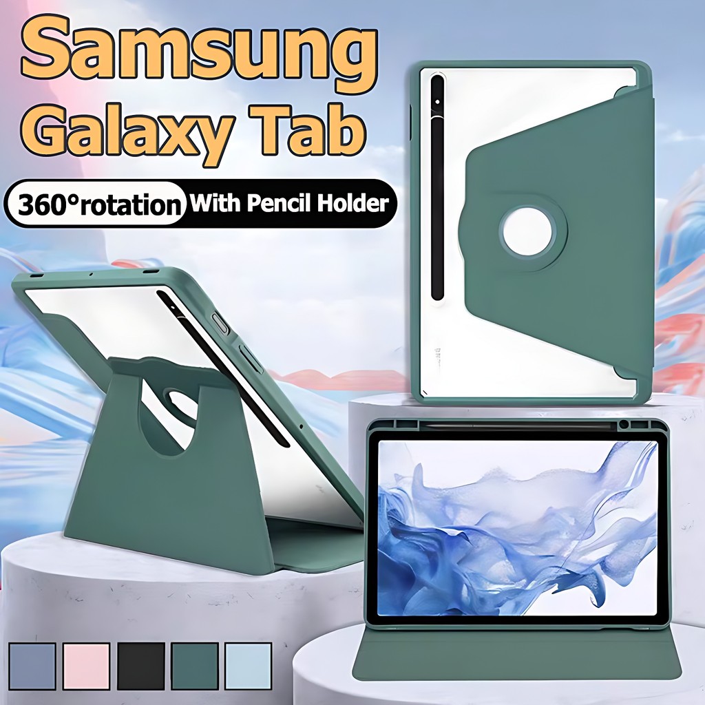 ซัมซุง หมุด้ 360°เคสอกัน Galaxy Tab S7/S8/S9#Galaxy Tab S7+/S8+/S9+/S9 FE# S6 lite Galaxy Tab A8/A9/A9+