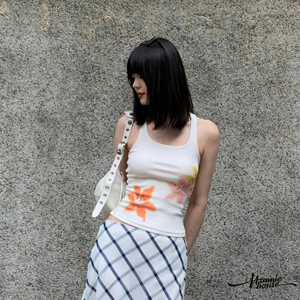 Hanie House- เสื้อคอยูแขนกุดพิมพ์ลายดอกไม้ฤดูร้อนสําหรับผู้หญิง