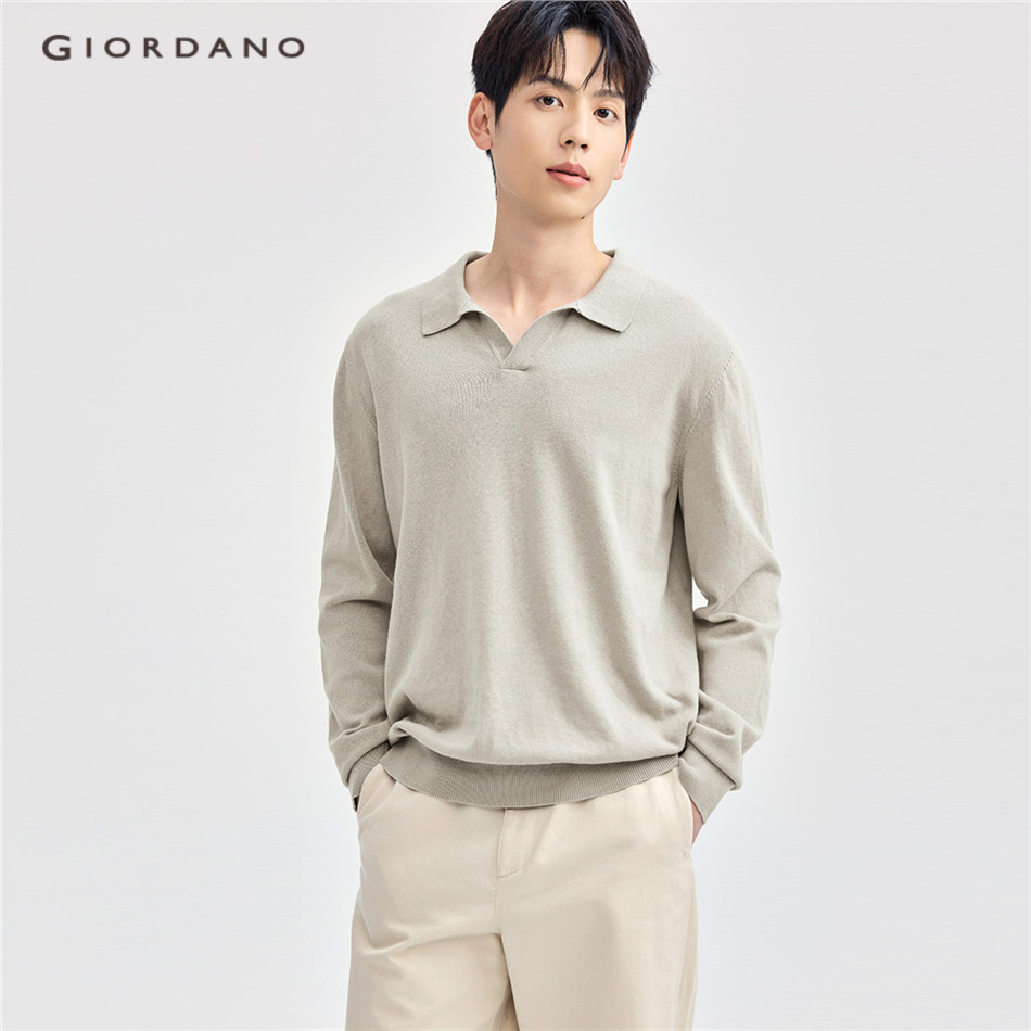GIORDANO MEN 100% Cotton v-neck collar sweater 13054667
