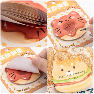 30 แผ่นการ์ตูนขนมปัง Foody Series Sticky Notes นักเรียนแบบพกพา Memo Pad หมายเหตุกระดาษ