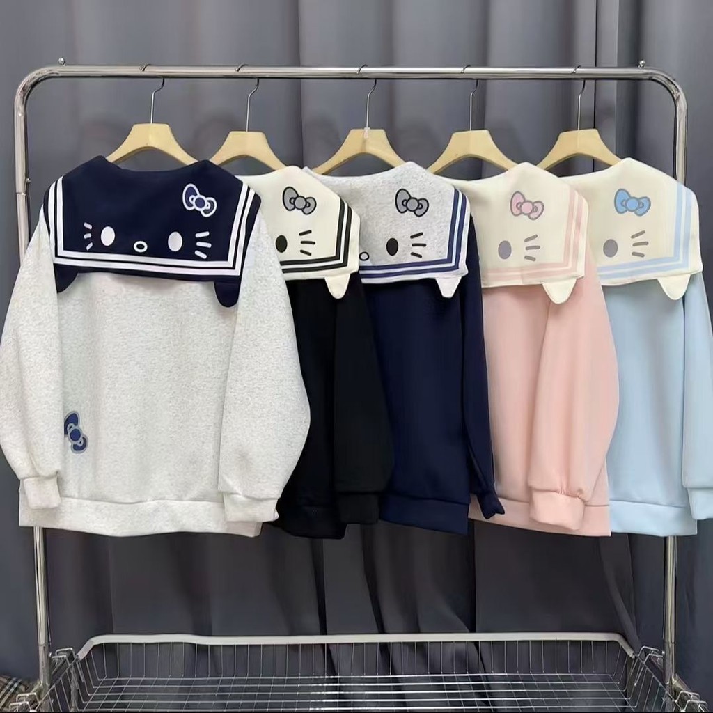 มาใหม่อเมริกันย้อนยุคกองทัพเรือปกด้านบนกระโหลกสไตล์เสื้อกันหนาวแจ็คเก็ตหลวมแขนยาวสไตล์ขี้เกียจซิปคาร์ดิแกนน่ารักหวานสไตล์ ทั้งหมด-จับคู่