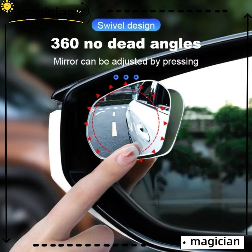 Mag กระจกจุดบอด 2 ชิ้น, กระจกมองหลังมุมกว้าง 360 องศา, HD Frameless ปรับกระจกเสริมที่ปลอดภัยรถ