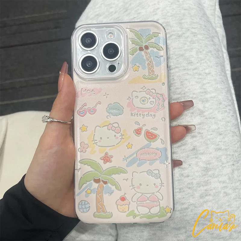 Space เกราะป้องกัน Hello Kitty Beach Holiday กันกระแทกกันฝุ่นสําหรับ Samsung A31 A32 A34 A35 A50 A51 A52 A54 A55 A70 A71A A72 A73 A750 J4 Plus J4 Prime J7 Prime