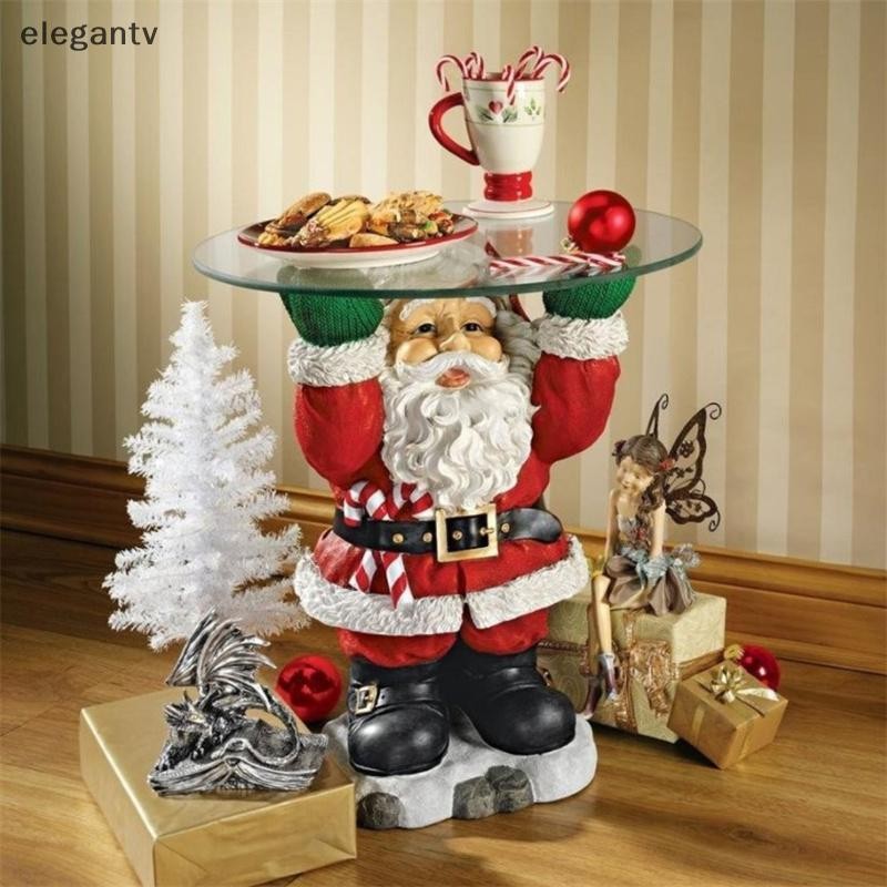 Egn เรซิ่น Santa Claus รูปปั้นถือถาดขนมคริสต์มาส Figurine ขนมผู้ถือเค้กขนมขาตั้งจานผลไม้สําหรับ Xmas Party N