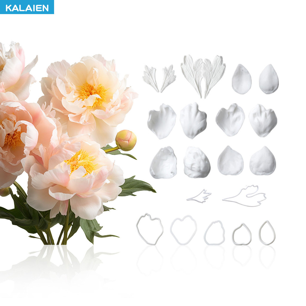 Kailaen 14PCS Buttercup Fondant ดอกไม้ชุดกลีบหลอดเลือดดําซิลิโคน Mould เครื่องตัดพลาสติก DIY Sugarcraft,Clay Mould สําหรับเค้กตกแต่งใหม่รูปแบบ Fondant ดอกไม้ชุด