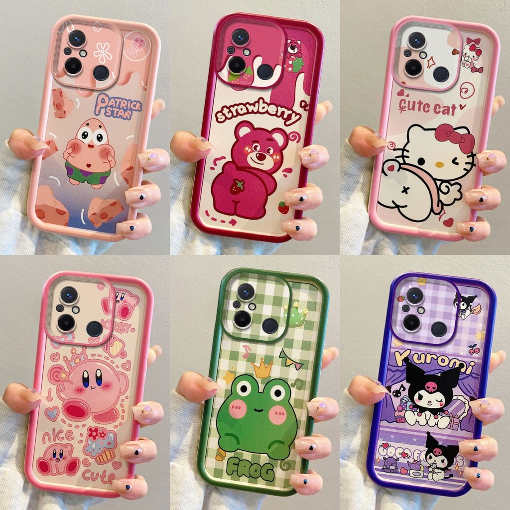 เคส Redmi 12C(4G)/POCO C55(4G) สีชมพู KT Cat/Fart Strawberry Bear/Cheese Pie Superstar/Kuromi Grid/Frog Crown/Kirby เคสโทรศัพท์ซิลิโคน