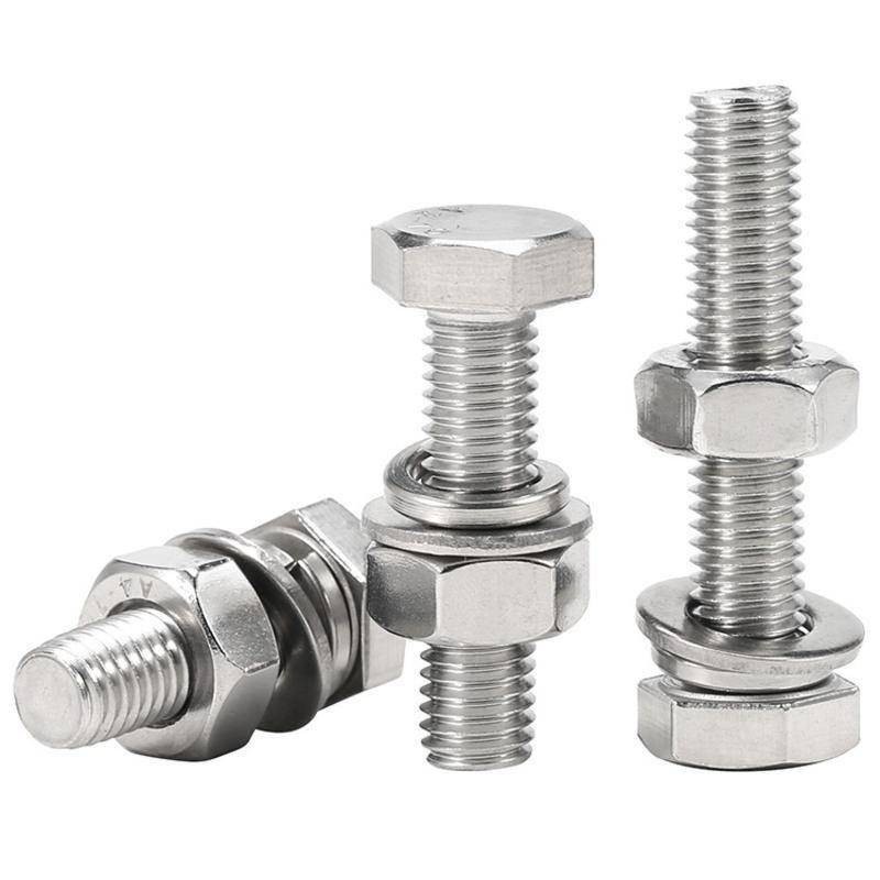 (((M3-M8) 316 สแตนเลสหกเหลี่ยมภายนอกสกรู Bolt Nut แบนยืดหยุ่นเครื่องซักผ้าชุดสกรู M3M4M5M6M8 - รูปที่ 5