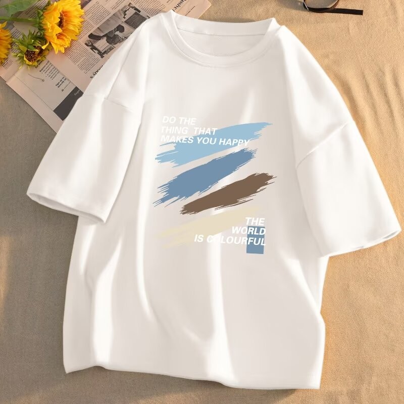 M-8xl แฟชั่นเกาหลีสีชมพู Tee Men Plus ขนาดแขนสั้นเสื้อยืดฤดูร้อนสบายๆหลวม Oversize Top