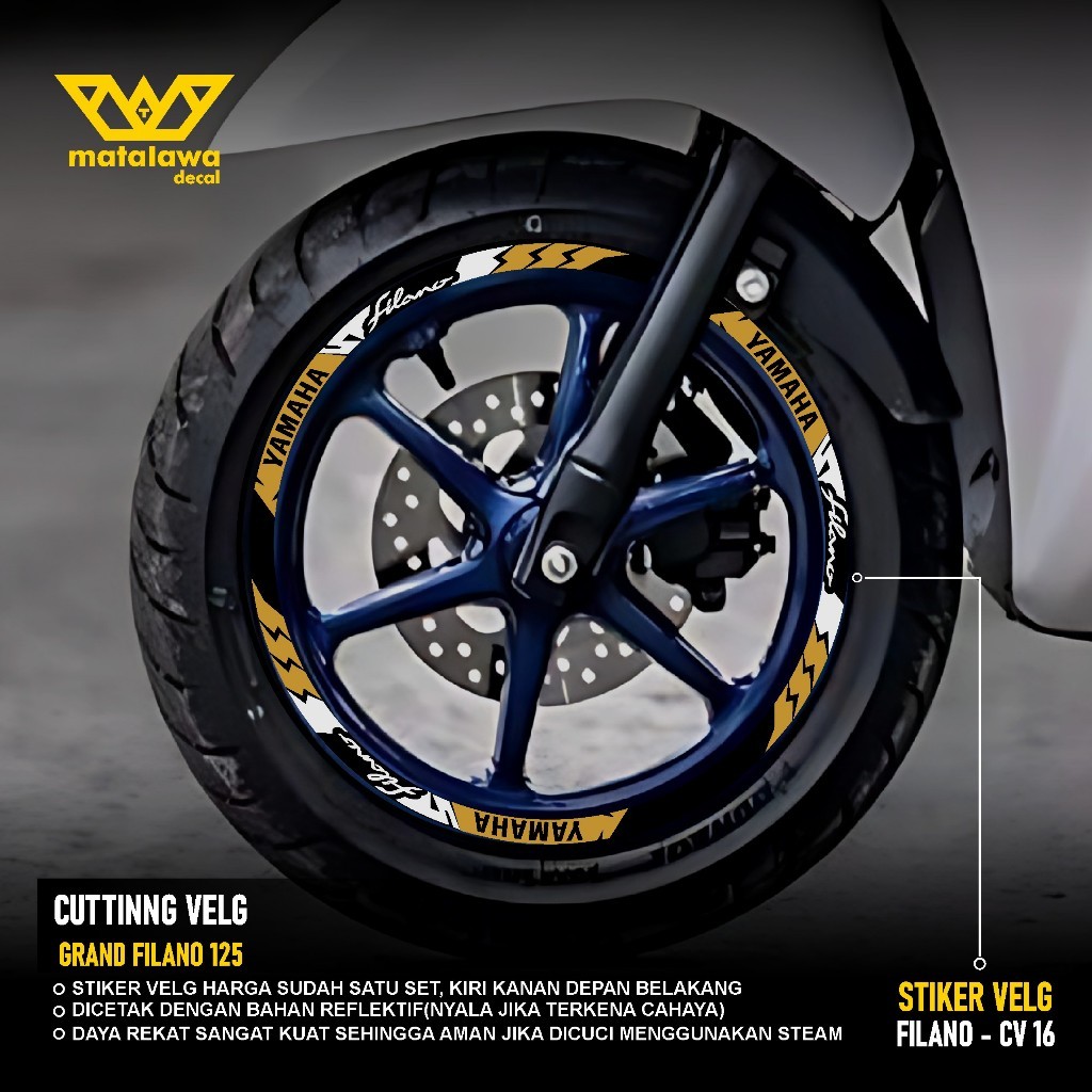 ตัดขอบสติกเกอร์ YAMAHA ใหม่ GRAND FILANO RING 12 Trim สติกเกอร์ PELK รถจักรยานยนต์ Variation R 12 ชุดด้านหน้าด้านหลัง 16
