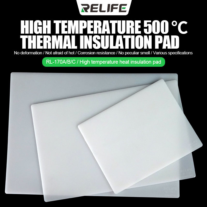 RELIFE Silicone Thermal Insulation Pad Hot Air ซิลิโคนแผ่นฉนวนกันความร้อนปืนลมร้อนทนความร้อน Rework Mat เชื่อมซ่อมแพลตฟอร์มสําหรับ BGA สถานีบัดกรี