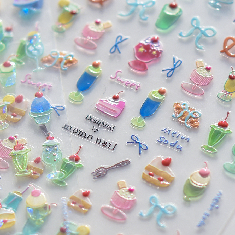 [Meow.sensei] Tomoni Jelly สติ๊กเกอร์ติดเล็บเคสมือถือสุดฮอตสติกเกอร์ติดเล็บเด็กสติกเกอร์ติดเล็บสตรอเบอร์รี่เครื่องดื่มเย็นๆ