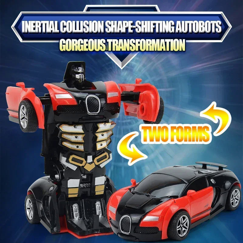 Mini 2 in 1 Car Toys One-key Deformation Car Toys Automatic Transformation Robot Model Car Free Weap