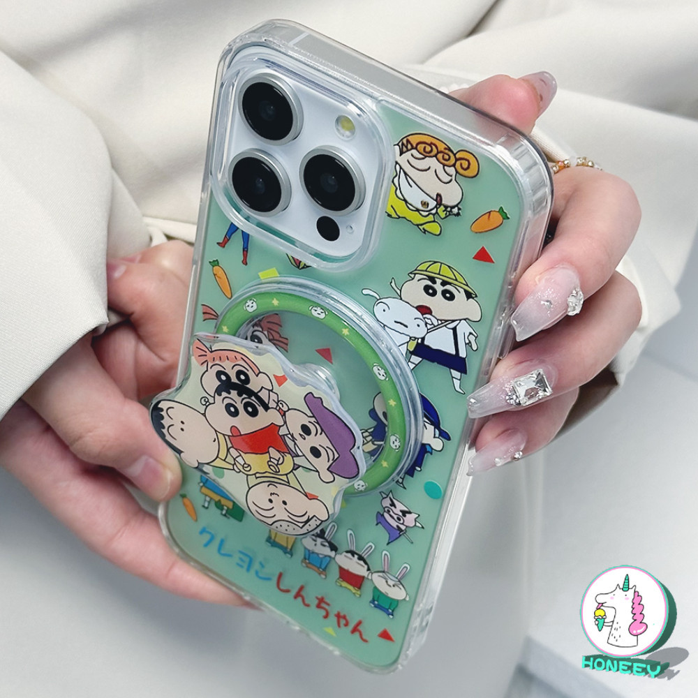 คลาสสิกการ์ตูนญี่ปุ่น Crayon Shin-chan สําหรับแม่เหล็กชาร์จไร้สายเคสโทรศัพท์สําหรับ IPhone 11 15 16 Pro Max 13 14 12 Promax 16plus XR XS Max 7Plus 8Plus ฝาครอบกันกระแทก