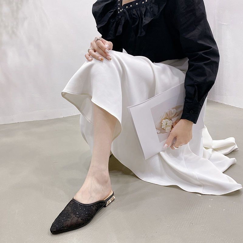 รองเท้าแตะตาข่าย Baotou รองเท้าแตะเวอร์ชั่นเกาหลีสวมใส่ด้านนอก Hollow Classy