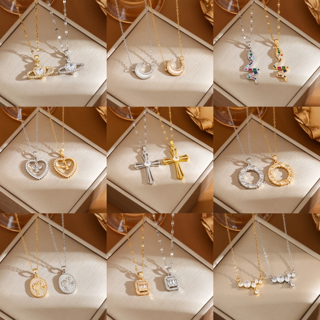 ((Linkการผสมผสาน) แฟชั่น Simple All-Match High-End สร้อยคอไทเทเนียมเหล็ก Non-Fading หญิง Light Lu