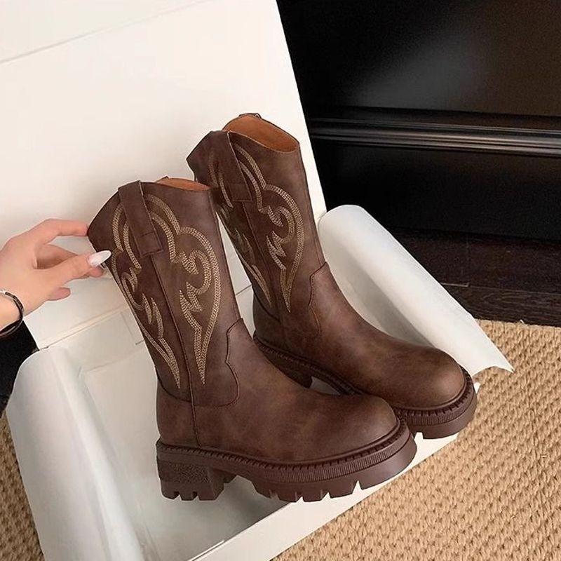 Mi Mid-Tube Boots รูปแบบด้านนอกซิปชายหาด