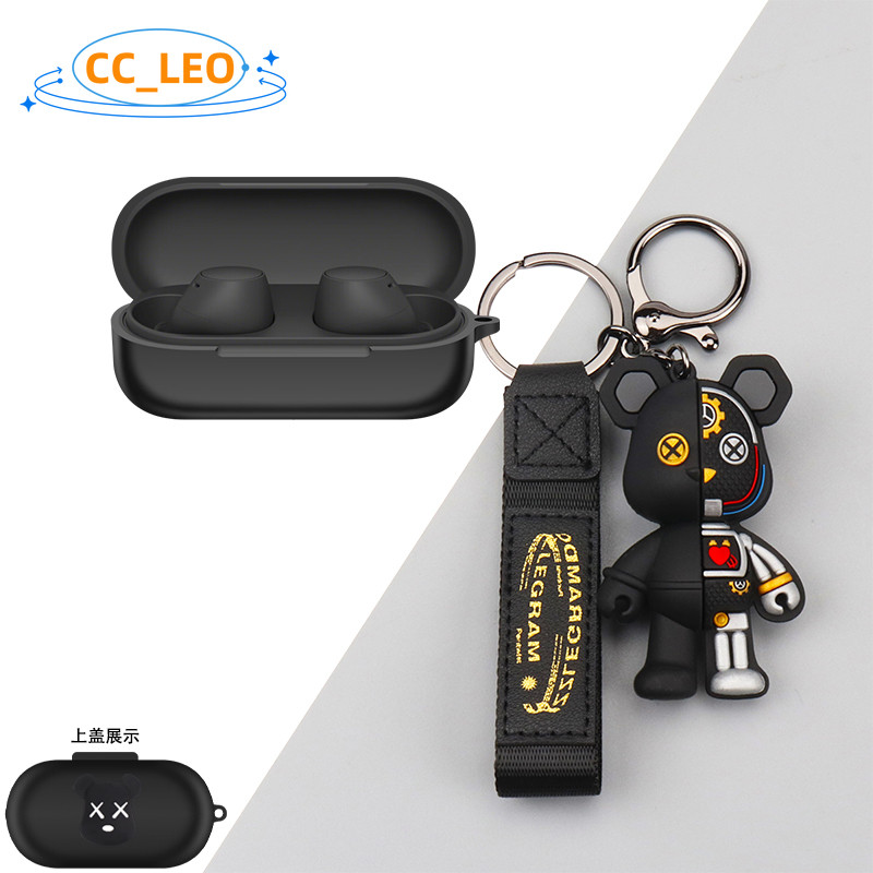 For Sony WF-C510 Case Cartoon Bear Cute Pikachu Keychain Sony WF-C510 Silicone Soft Case Shockproof 