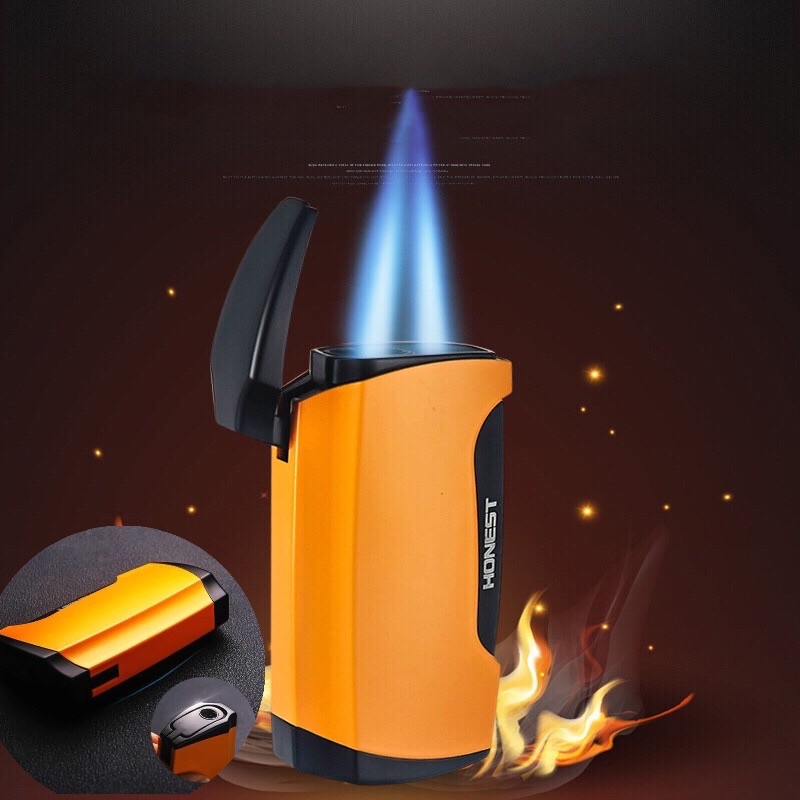 HONEST ไฟฟู่ อุปกรณ์จุดไฟ หัวพ่นไฟ2หัว แบบเติมแก๊สได้ ผลิตวัสดุโลหะ ทนต่ออุณหภูมิสูง BC3018