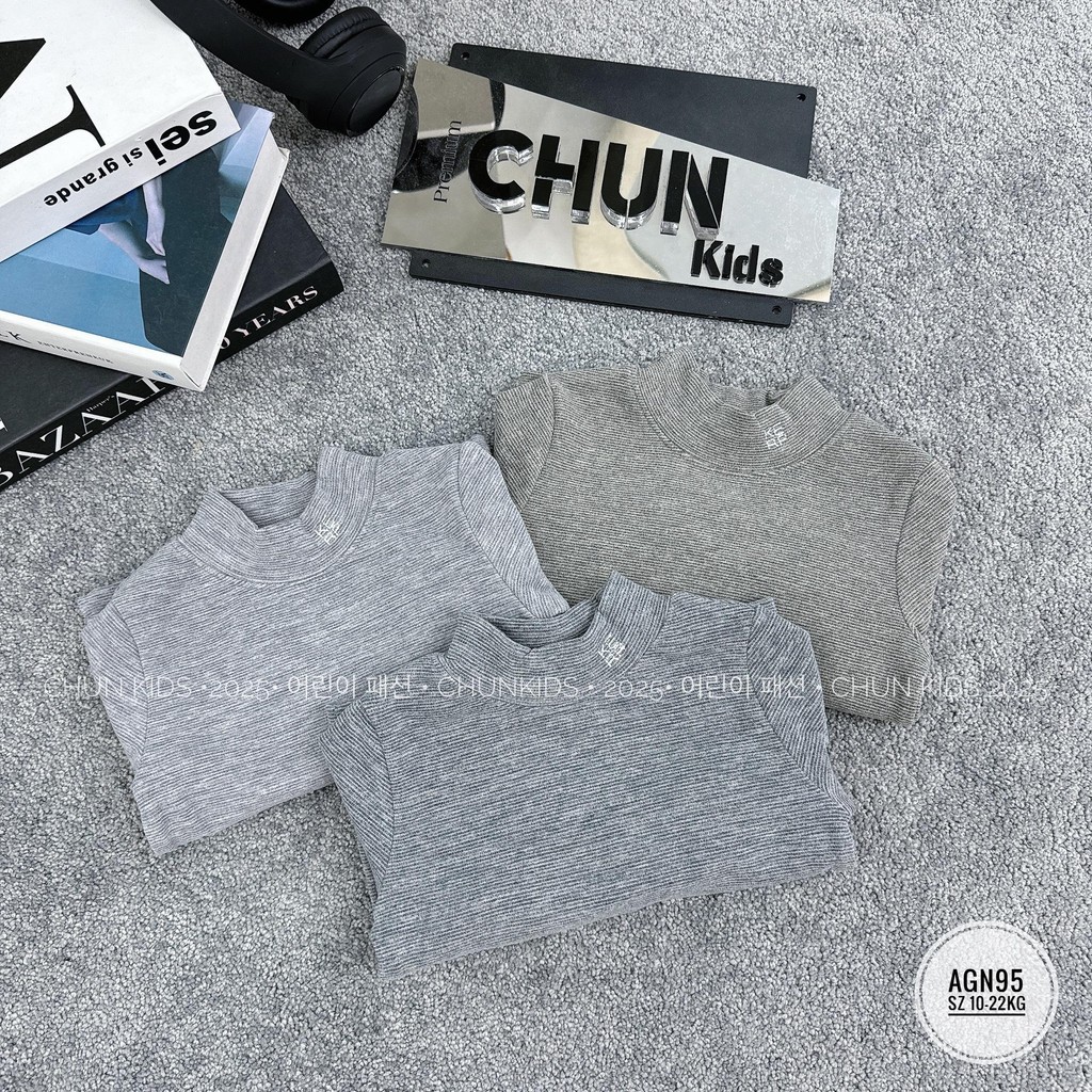 AGN95 - GN SHIRT FOR KIDS เสื้อเชิ้ตยางยืดลายทางเล็กสุดคอปก KERP- XDD361