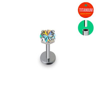Aurora (AB) Colored CZ Flatback Earring (1ชิ้น)
