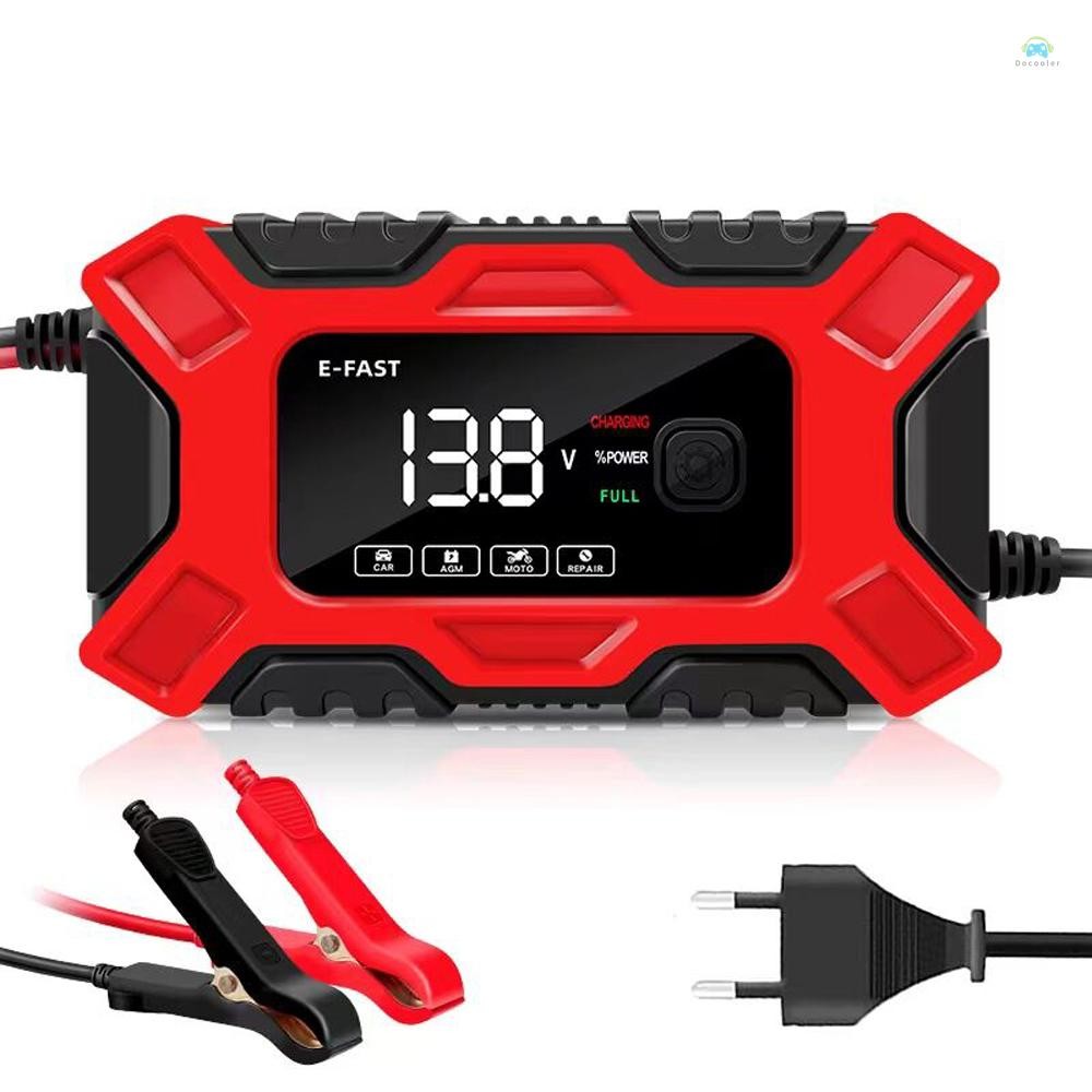 Yb ChargerE-FAST เครื่องชาร์จแบตเตอรี่รถยนต์ 12V/6A เครื่องชาร์จแบตเตอรี่อัตโนมัติเต็มรูปแบบ Maintenance 3 ขั้นตอนแบบพกพา Trickle เครื่องชาร์จแบตเตอรี่ Desulfator สําหรับรถยนต์รถจักรยานยนต์