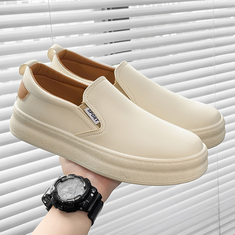 สีดําloafersผู้ชายvulcanizeรองเท้าขนาด38-44รองเท้าผ้าใบรองเท้าสีขาว